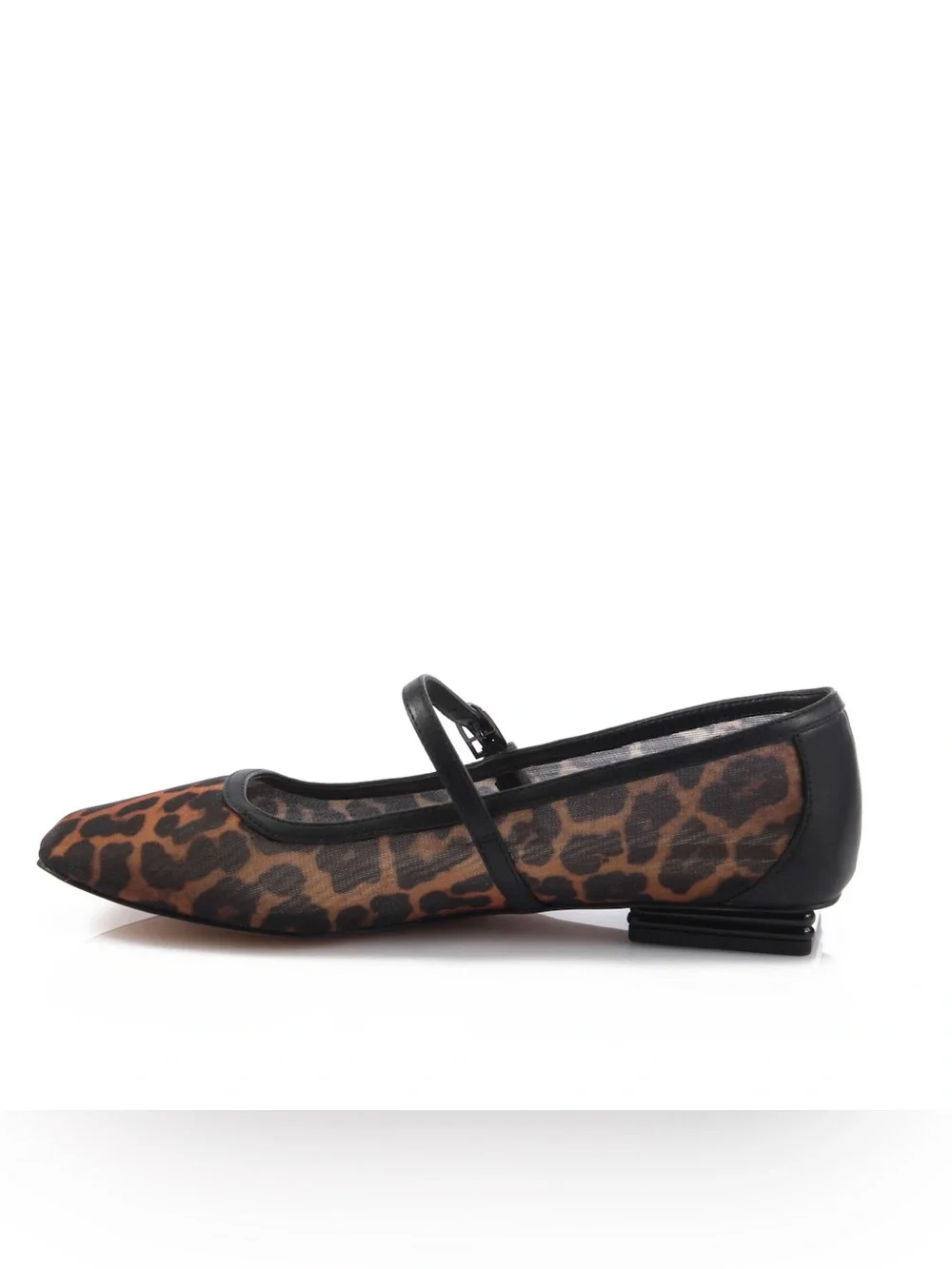 Franco Sarto Leopard Print Mary Jane Flats in Brown and Black